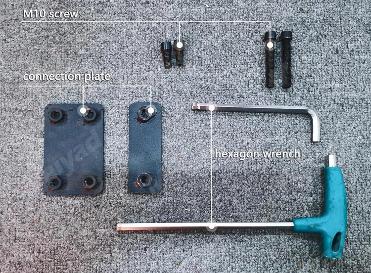 Preparing connection plate/screw/hexagon wrench for installation