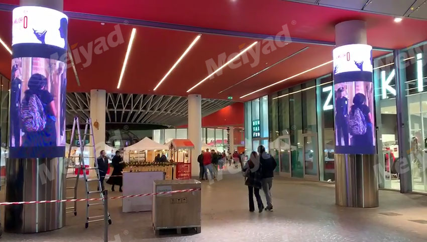 Meiyad P5 Indoor Cylindrical LED Display in Italy Shopping Mall