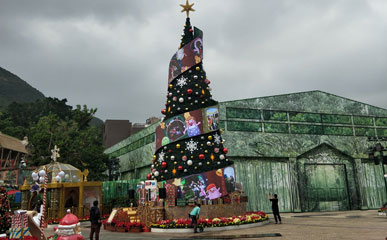 Hong Kong Ocean Park P4 Outdoor LED Christmas Tree Flexible LED Display