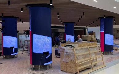 New P5 Cylindrical LED Screen is Installing at Italy Shopping Mall