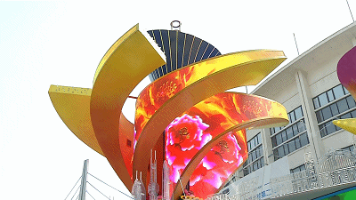6 pcs P3 outdoor LED flexible screens make up a flower