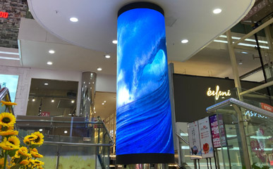 P1.875 Cylinder LED Screen in Shopping Mall