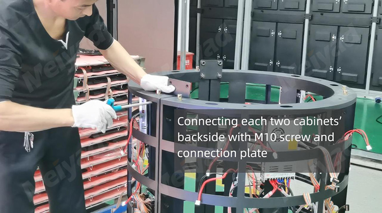 Connecting each two cabinets' backside with M10 screw and connection plate
