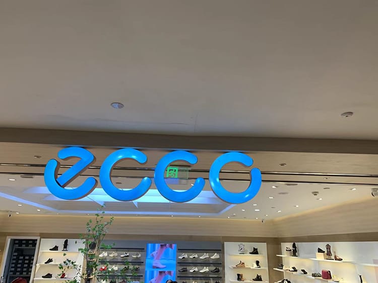 Shanghai ECCO Brand Shop Indoor P2 LED Letter Logo Sign